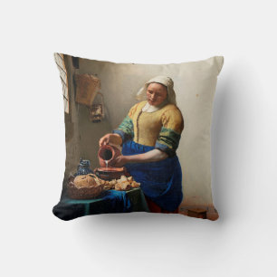 Milkmaid Kitchen Maid by Johannes Vermeer Cushion