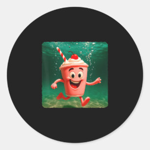 Milkshake Diving Underwater Ocean Diver Swimming S Classic Round Sticker