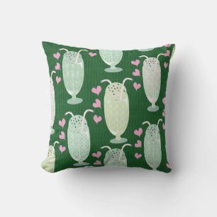 Milkshake Fun Mint Cartoon Retro Pattern Cute Fun Cushion