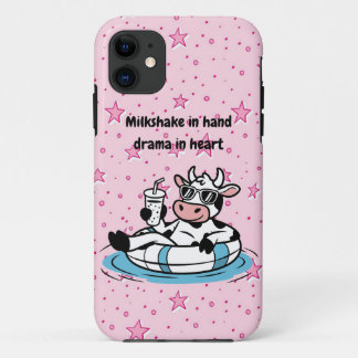 Milkshake in Hand, Drama in Heart | Cool Cow iPhon iPhone 11 Case
