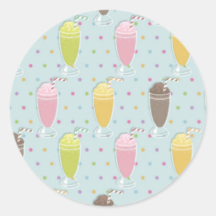 Milkshake Pattern Classic Round Sticker