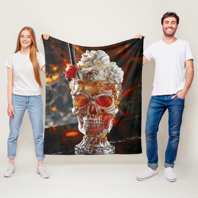 Milkshake skull cup fleece blanket (In Situ)