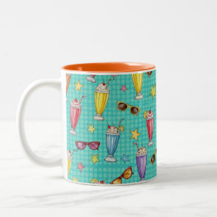 Milkshakes and Glasses, Pop Art, by Natasha Us Two-Tone Coffee Mug