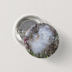 Milkweed Seeds and Silk 3 Cm Round Badge