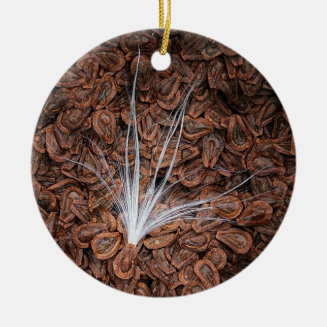 Milkweed Seeds Food of Monarch Butterfly Ceramic Ornament (Front)