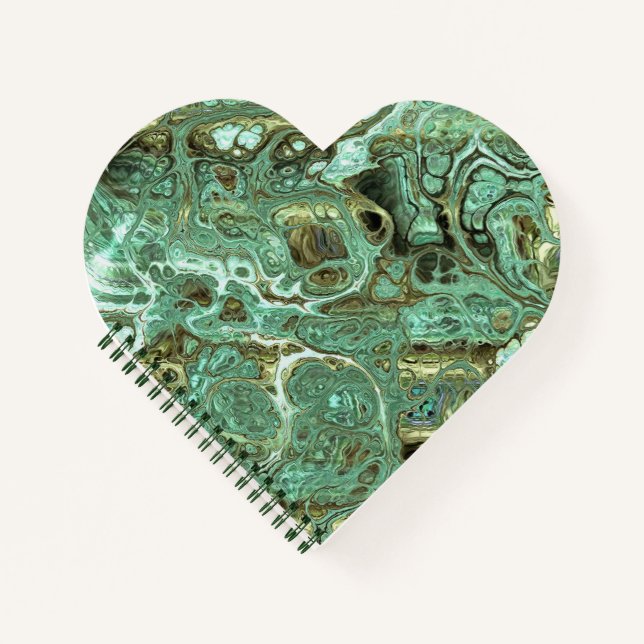 Milky Teal and Tan Faux Marble Heart Notebook (Front)