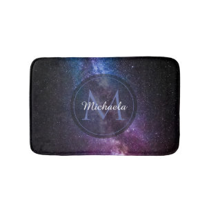 Milky way bright colours personalizable monogram bath mat