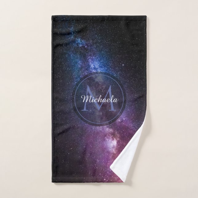 Milky way bright colours personalizable monogram bath towel set (Hand Towel)