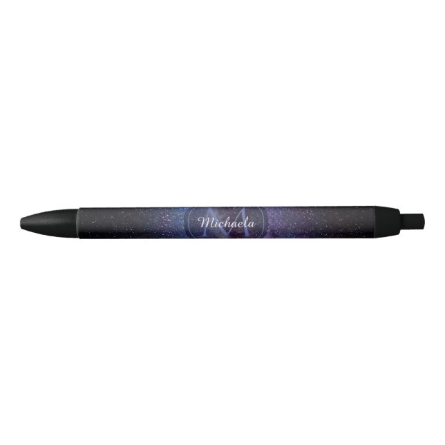 Milky way bright colours personalizable monogram black ink pen (Front)