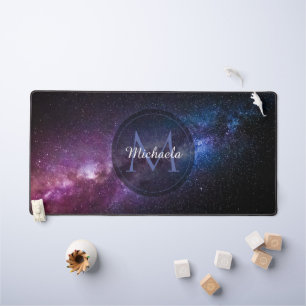 Milky way bright colours personalizable monogram desk mat