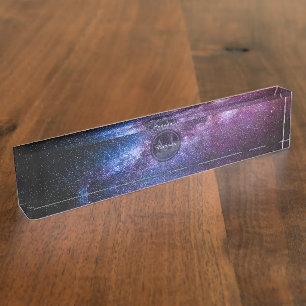 Milky way bright colours personalizable monogram nameplate