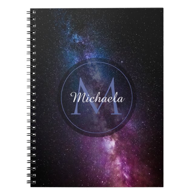 Milky way bright colours personalizable monogram notebook (Front)