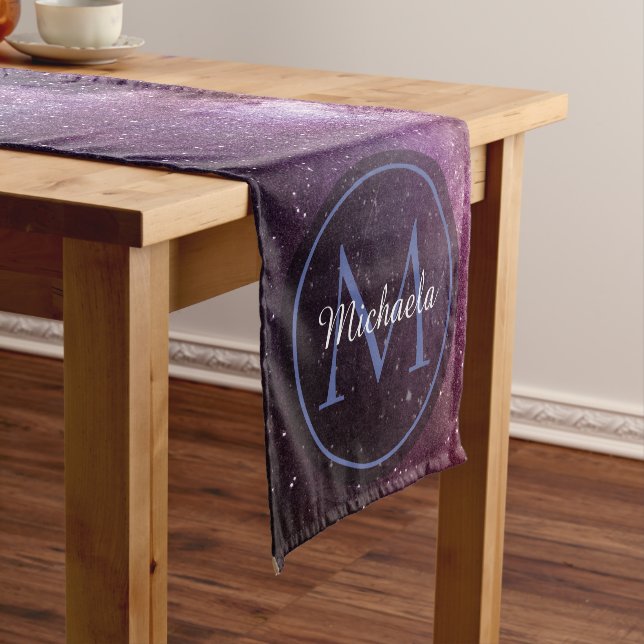Milky way bright colours personalizable monogram s short table runner (In Situ)