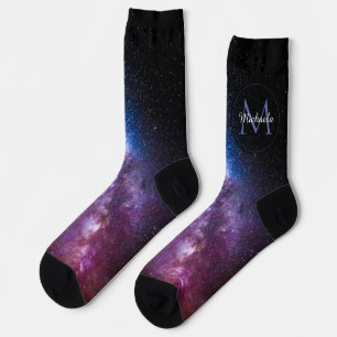 Milky way bright colours personalizable monogram socks
