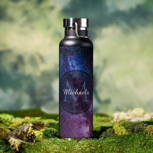 Milky way bright colours personalizable monogram water bottle