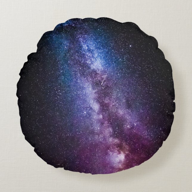 Milky way bright colours round cushion (Front)