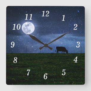 Milky Way Cattle Moonlight Wall Clock
