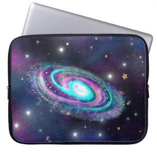 Milky Way Galaxy   Cosmic Blue Purple Pink Glow Laptop Sleeve