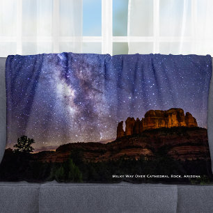 Milky Way Galaxy Over Cathedral Rock, Arizona Fleece Blanket
