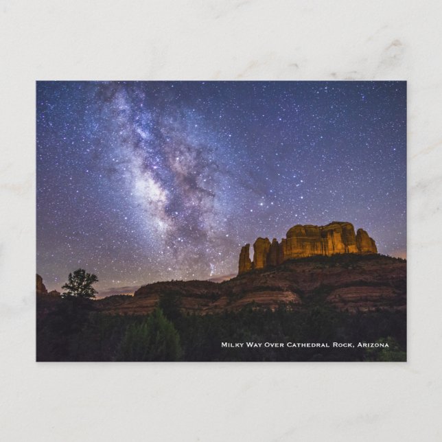 Milky Way Galaxy Over Cathedral Rock, Arizona Postcard (Front)