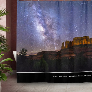 Milky Way Galaxy Over Cathedral Rock, Arizona Shower Curtain