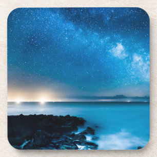 Milky Way Galaxy Over Fishing Boats Coaster