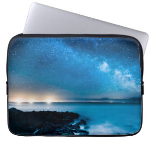Milky Way Galaxy Over Fishing Boats Laptop Sleeve