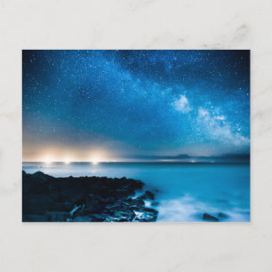Milky Way Galaxy Over Fishing Boats Postcard