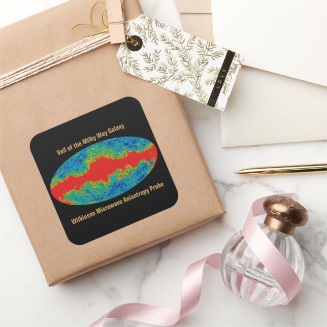 Milky Way Galaxy Veil Over WMAP Universe   Square Sticker (Gifting)
