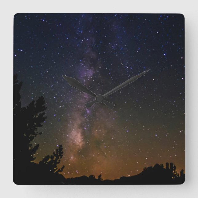 Milky Way night sky, California Square Wall Clock (Front)