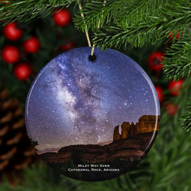 Milky Way Over Cathedral Rock, Arizona Christmas Ceramic Ornament (Creator Uploaded)