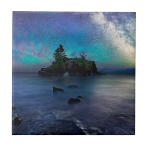 Milky Way over Hollow Rock Ceramic Tile