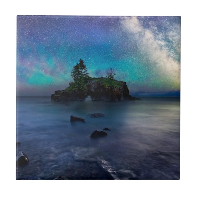 Milky Way over Hollow Rock Ceramic Tile (Front)