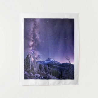 Milky Way Over Mount Hood Oregon Tapestry