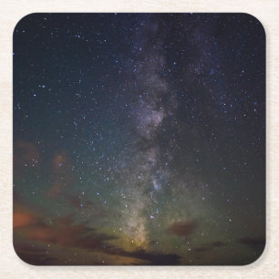 Milky Way Stars at Night Square Paper Coaster