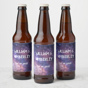 Milky Way Stars Sky Galaxy Elegant Wedding Beer Bottle Label