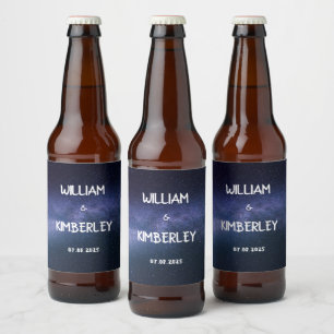 Milky Way Stars Sky Galaxy Elegant Wedding Beer Bottle Label