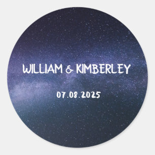 Milky Way Stars Sky Galaxy Elegant Wedding Classic Round Sticker