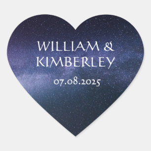 Milky Way Stars Sky Galaxy Elegant Wedding Heart Sticker