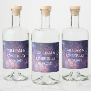 Milky Way Stars Sky Galaxy Elegant Wedding Liquor Bottle Label