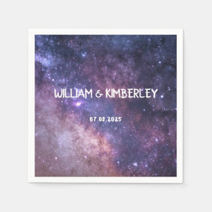 Milky Way Stars Sky Galaxy Elegant Wedding Napkin
