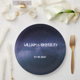 Milky Way Stars Sky Galaxy Elegant Wedding Paper P Plate