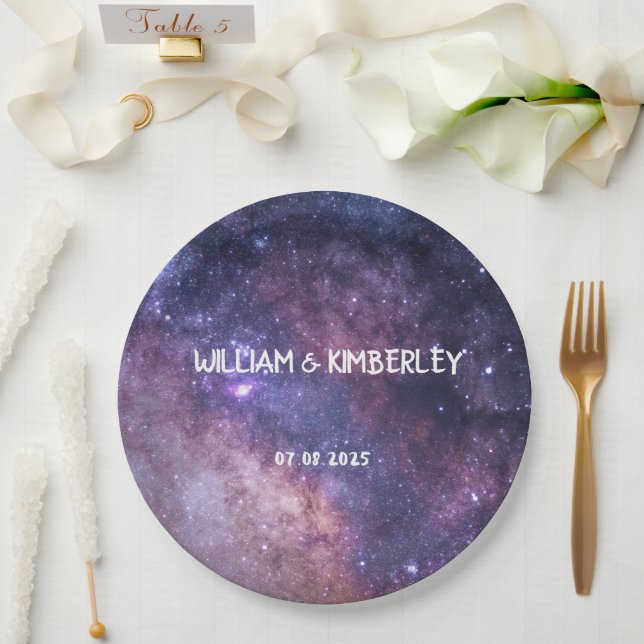 Milky Way Stars Sky Galaxy Elegant Wedding Paper Plate (Wedding)