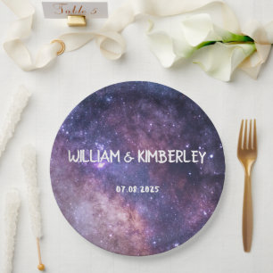 Milky Way Stars Sky Galaxy Elegant Wedding  Paper Plate