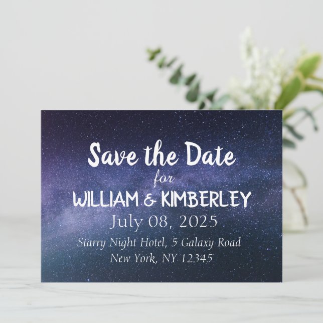 Milky Way Stars Sky Galaxy Elegant Wedding Save Th Save The Date (Standing Front)