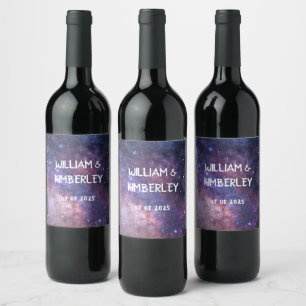 Milky Way Stars Sky Galaxy Elegant Wedding Wine Label