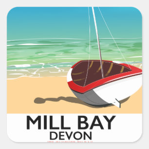 Mill Bay Devon Rail poster Square Sticker