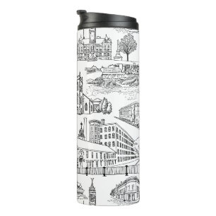 Mill City Toile (Lowell, MA) Black/White Thermal Tumbler