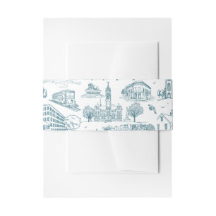 Mill City Toile (Lowell, MA) Blue/White Invitation Belly Band