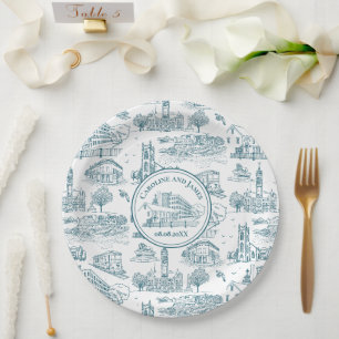 Mill City Toile (Lowell, MA) Blue/White Paper Plate
